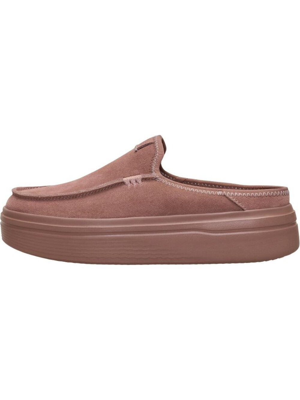 Women's Brown Suede Flexible Lightweight Slip On Raised Back Heel Loafers Shoe